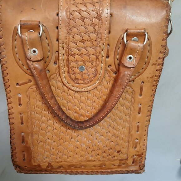 Vintage Tooled Leather Satchel - Picture 8 of 13